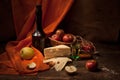 Vintage still life with alcohol and apples Royalty Free Stock Photo