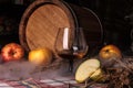 Still life with alcohol and apples Royalty Free Stock Photo