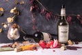 Vintage still life with alcohol and pomegranate Royalty Free Stock Photo