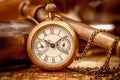 Vintage still life Antique pocket watch Royalty Free Stock Photo