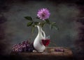 Still life with a bouquet of dahlias Royalty Free Stock Photo