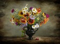Vintage Still life with a bouquet of wildflowers in a vase Royalty Free Stock Photo