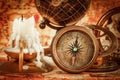 Vintage still life. Vintage items on ancient map. Royalty Free Stock Photo