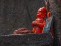 Vintage stone idol of Hanuman maruti in complex of Pataleshwar temple Pune