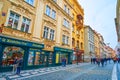 The vintage stores in Celetna Street, on March 5 in Prague, Czech Republic