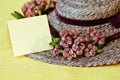 Vintage Straw Hat with Blank Card Royalty Free Stock Photo