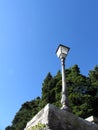 Vintage street lamp against blue sky