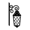 Vintage street lamp, black silhouette, vector isolated illustration Royalty Free Stock Photo