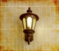 Vintage Street Lamp On Brick Wall, In Old Image Style