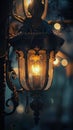 Vintage street lamp glowing at dusk Royalty Free Stock Photo