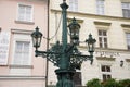 Vintage street lamp near Charles Bridge. Prague, Czech Republic