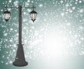 Vintage street lamp at winter background