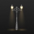 Vintage street light, retro lamppost on poles for urban lighting. City architecture design object Royalty Free Stock Photo