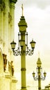 Vintage street lights by Christ the Savior Church Royalty Free Stock Photo