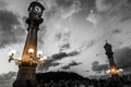 Vintage street lights at the promenade of La Concha beach Royalty Free Stock Photo