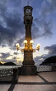 Vintage street lights at the promenade of La Concha beach Royalty Free Stock Photo