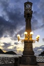 Vintage street lights at the promenade of La Concha beach Royalty Free Stock Photo