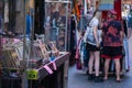 Vintage street market selling magazines and DVDs