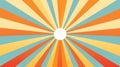 Vintage Striped Backdrop with a Sun: Bright Groovy Poster or Placard on Retro Sunburst Background - 70s Old Fashioned Colorful AI