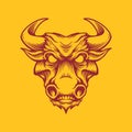 Vintage strong bull head mascot isolated vector illustration background