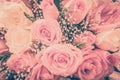 Vintage style - Abstract escalator of shopping mall, shallow depth of focus.- Pink roses well use as a wedding or valentine