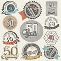 Vintage style 50 anniversary collection. Royalty Free Stock Photo