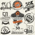 Vintage style 50 anniversary collection. Royalty Free Stock Photo