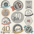 Vintage style 40 anniversary collection. Royalty Free Stock Photo