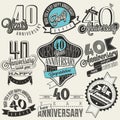 Vintage style 40 anniversary collection. Royalty Free Stock Photo