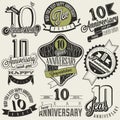 Vintage style 10 anniversary collection. Royalty Free Stock Photo