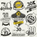 Vintage style 30 anniversary collection. Royalty Free Stock Photo
