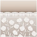 Vintage style beige wedding card with lace ornaments