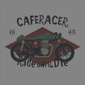 Vintage Style Cafe Racer Motorcycle Vector Hand-drawing Royalty Free Stock Photo
