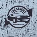 Vintage style car repair service label on rusty background. Vector logo design template Royalty Free Stock Photo