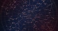 Celestial Star Chart Atlas of Constellations with Lines and Labels, Deep Space Background Royalty Free Stock Photo