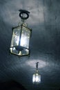 Vintage style chandeliers made of glass and metal.