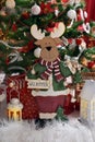Vintage style christmas decoration with wooden reindeer