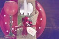 Vintage style Christmas Table Setting Royalty Free Stock Photo