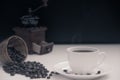 Vintage style Coffee cup and coffee beans on white table Royalty Free Stock Photo