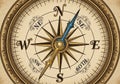 A vintage-style compass rose features ornate design elements and a central blue and gold needle Royalty Free Stock Photo
