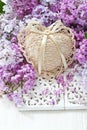 Vintage style composition with lilac flowers, selective focus Royalty Free Stock Photo