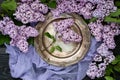 Vintage style composition with lilac flowers Royalty Free Stock Photo