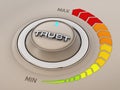 Vintage style control knob dial with trust word. 3D illustration