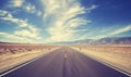 Vintage style country highway in USA. Royalty Free Stock Photo