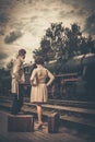 Vintage style couple Royalty Free Stock Photo