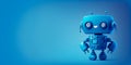 Vintage style cute robot in blue color on blue Royalty Free Stock Photo