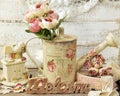 Vintage style decoration with old watering can