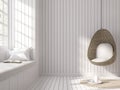 Vintage style empty white plank wall interior 3d render