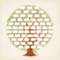 Vintage style family tree template for retro design. Genealogy and pedigree. Vector Royalty Free Stock Photo