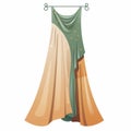 Elaborate Drapery: Green And Amber Moon And Star Dress Royalty Free Stock Photo